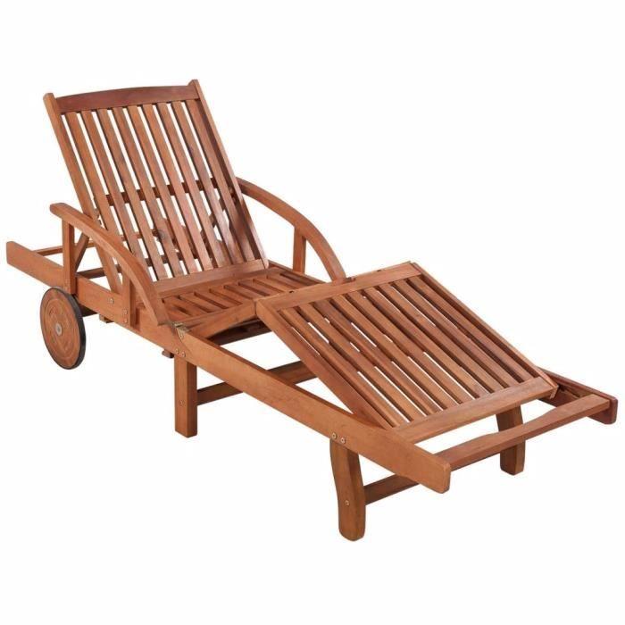 VidaXL Chaise longue avec coussin Bois d'acacia solide