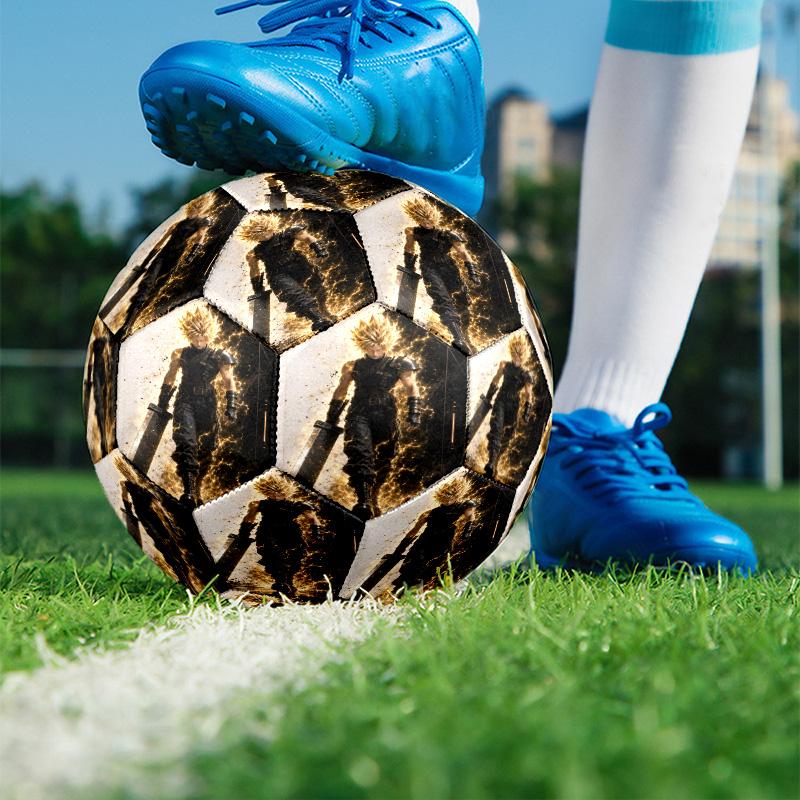 Final Fantasy Print Size 5 Soccer Ball, PU Wear Resistant Football for Match Training and Daily Practice, Birthday Gift for Soccer Fans