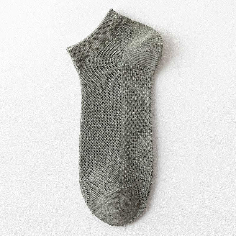 Men's Summer Thin Solid Color Sweat-absorbing and Odor-proof Short Socks, Pure Cotton Breathable Thin Mesh Business Short Socks