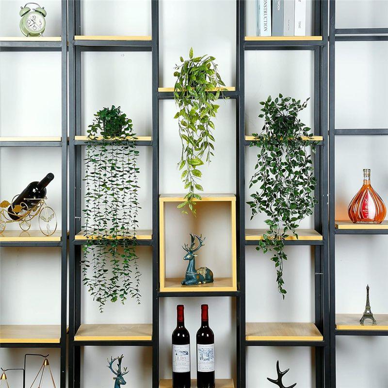 A84E-Artificial Hanging Plants Artificial Mandala 3 Pack Artificial Eucalyptus Potted Greenery Faux Eucalyptus Mandala Vine