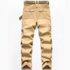 Men Al Cotton Cargo Pants for Mens Elastic Casual Trousers Multi-Pocket Joggers Fashion Outdoor Pants