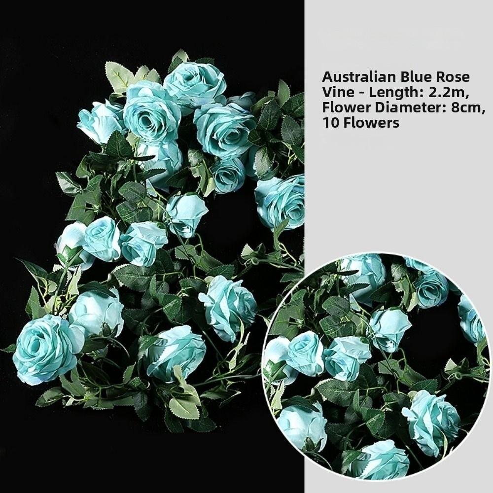 Plastic Silk Artificial Australian Rose Vine 10 Colors 1.8m 54 Heads Hanging Flowers Bud Rattan Wall Decor Rattan