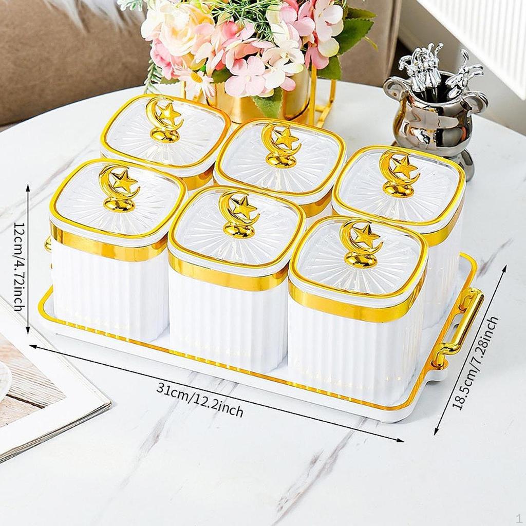 Geteilte Schale für Trockenfrüchte und Kekse mit 6 Gläsern