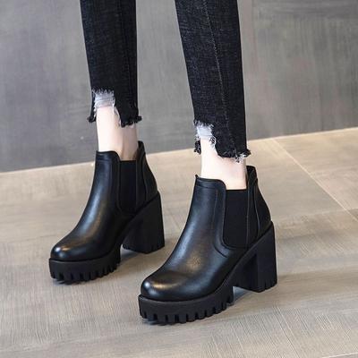 Martin Boots Women's British Style 2025 Autumn and Winter New Thick Heel Platform Fashion Versatile Short Boots Velvet High Heel Boots