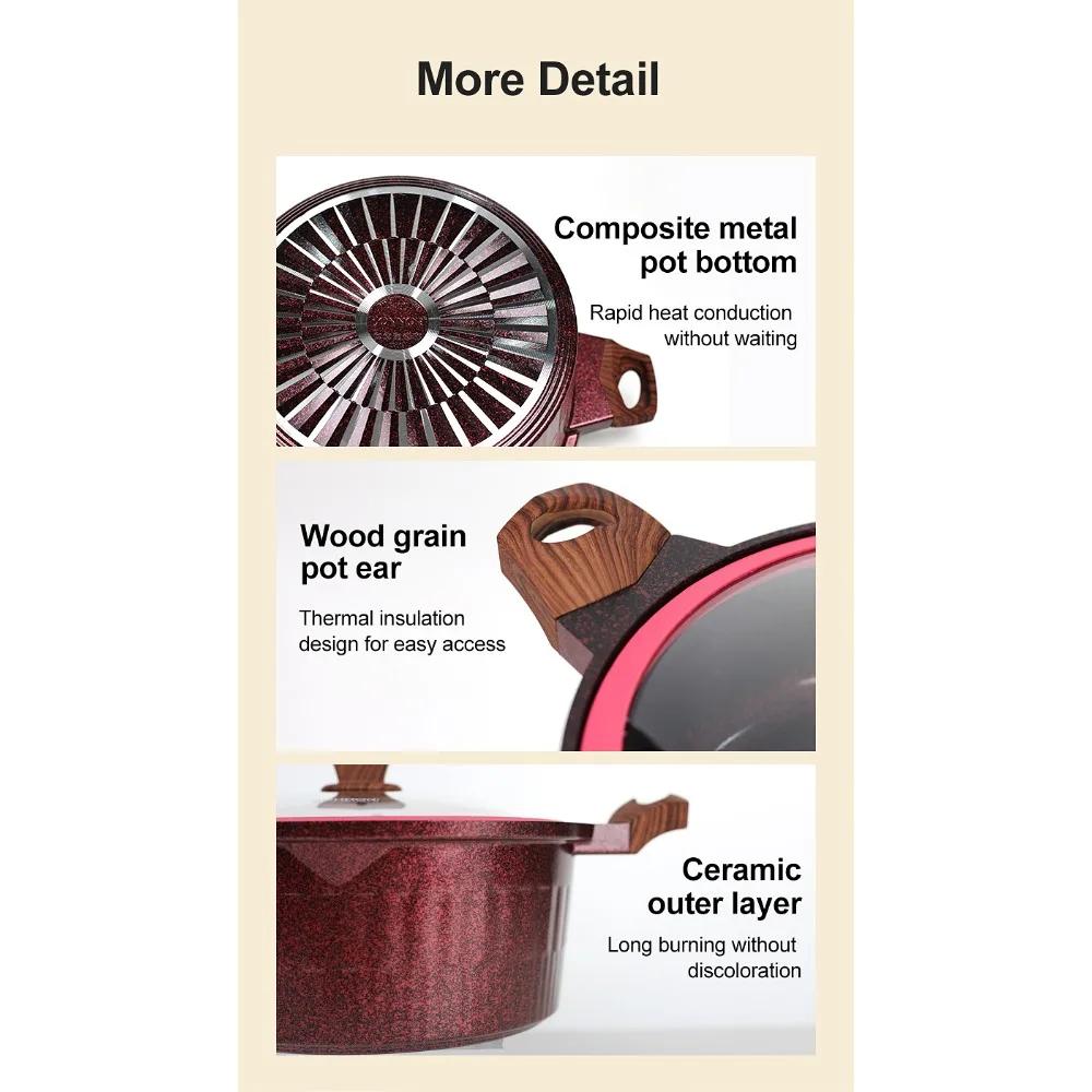 DONNOR Ceramic Non Stick Pans Ceramic Casserole Stockpot Set with Lid Procook Stock Pot 15pcs Cookware for Braising