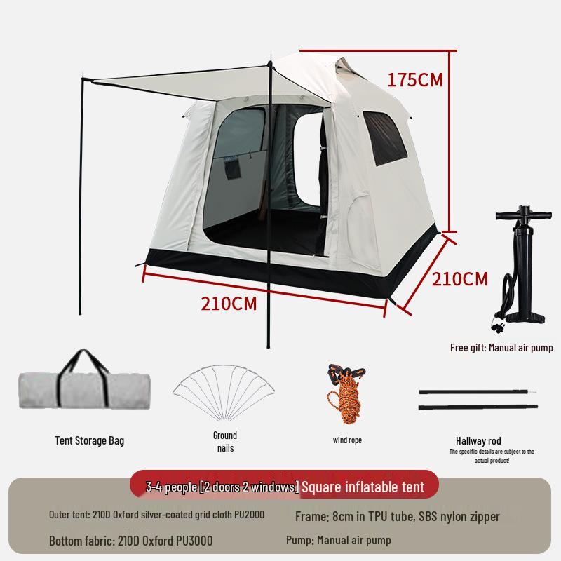 Tenda da campeggio gonfiabile automatica con telo - Rifugio esterno portatile due in uno, montaggio zero necessario