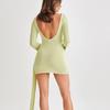 Women S Sexy Slim Fit Long Sleeve Knitted Mini Dress High Waist