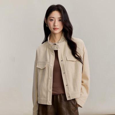 INMAN Women's Retro Barn Style Stand-Collar Short Jacket
