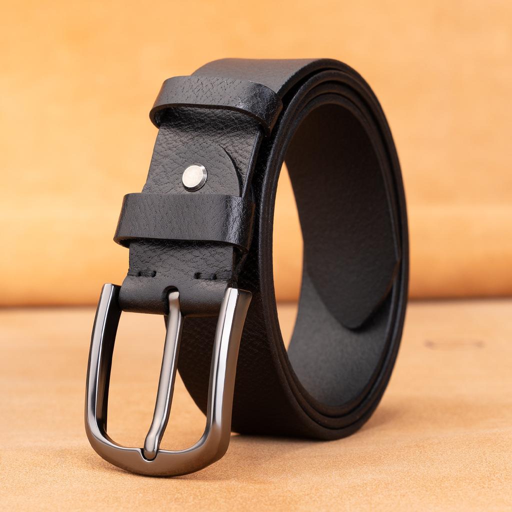 Belt Retro First Layer Cowhide Genuine Leather Versatile Tree Paste Leather Pin Buckle Belt Middle-Aged And Young Men'S Belt
