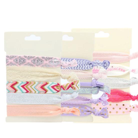 Women's Fashion Flower Printing Gilding Elastic Knot Hair Bands Ponytail Holders