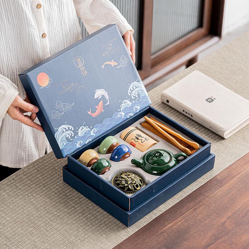 Celadon Tea Set & Incense Burner Gift Set