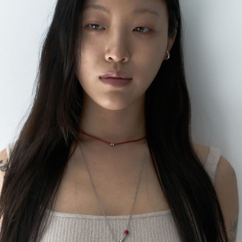 OURPIERRE SILVER DONUT NECKLACE RED