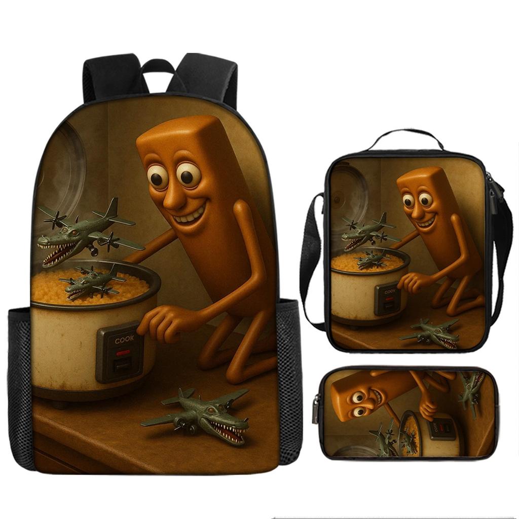 Three-pack Lightweight Children's School Bag Set, School Bag + Lunch Bag + Pencil Bag, Printed School Bag Set