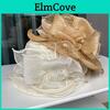 Lace Fisherman Women Organza Hat Bow Faux Pearl Feather Decor Vintage Royal Style Flat Top Antiuv Sun Protection Prom Party Formal Occasion Cap