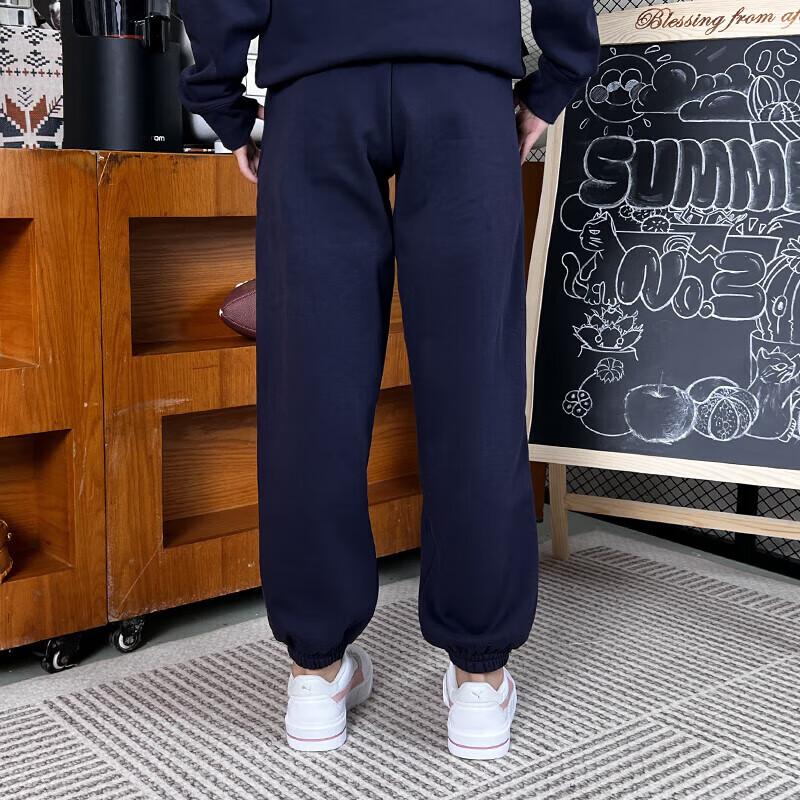 Puma Solid Color Outdoor Fleece Lined Warm Tapered Knit Sports Pants Women Bottoms Dark-Blue 625304-16