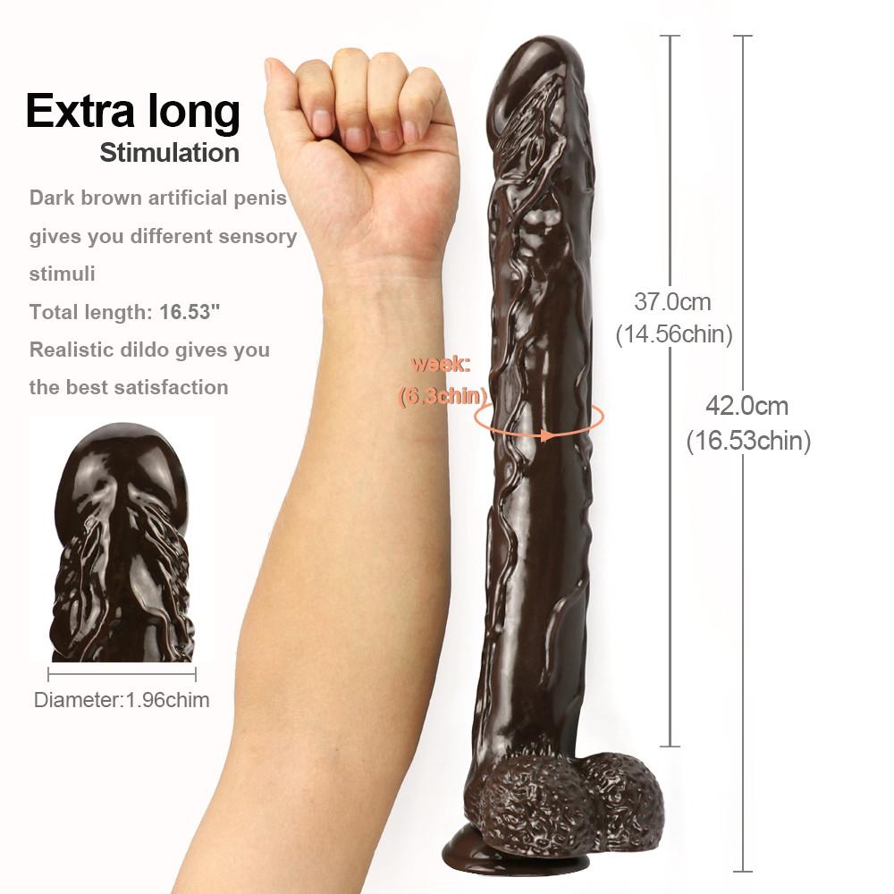 Brown 42cm Skin Sensation Realistic Dildos Soft Big Penis Powerful Suction Cup Dildo Sex Toys for Woman and Man 18+  dildo