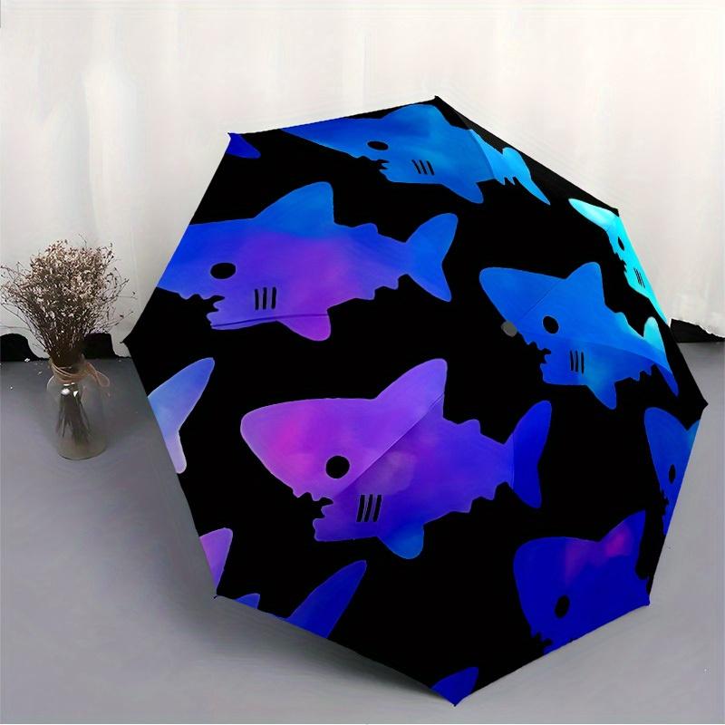 1pc Shark Pattern Automatic Umbrella - 8-Rib Foldable Design, Outdoor Adventures, and Family Celebrations yy250829054