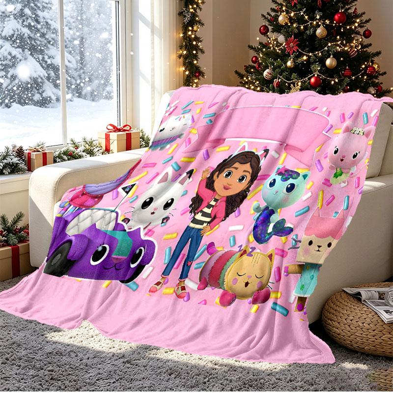 Gabby's Dollhouse Pattern Blanket for Home Decoration, Bed, Sofa, Car Travel, Camping, Suitable for All Seasons, Birthday Christmas Gift
