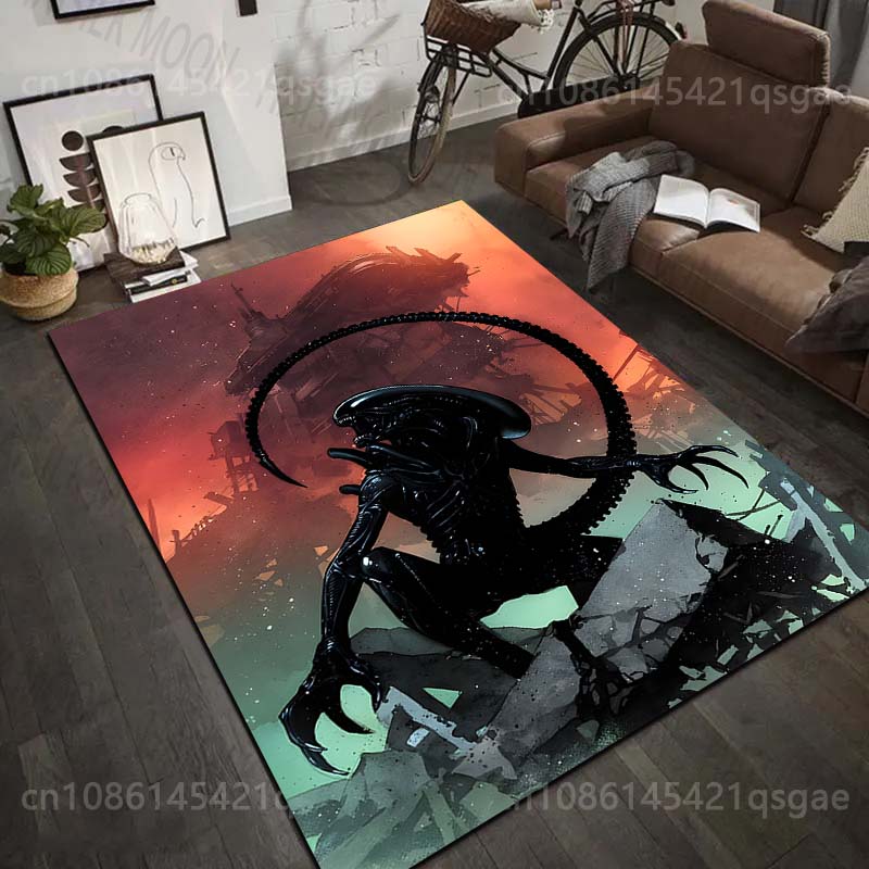 1PC Alien creature ruins sky Print Carpet Rug for Living Room Bedroom Sofa Doormat Home Decor Non-slip Floor Mat