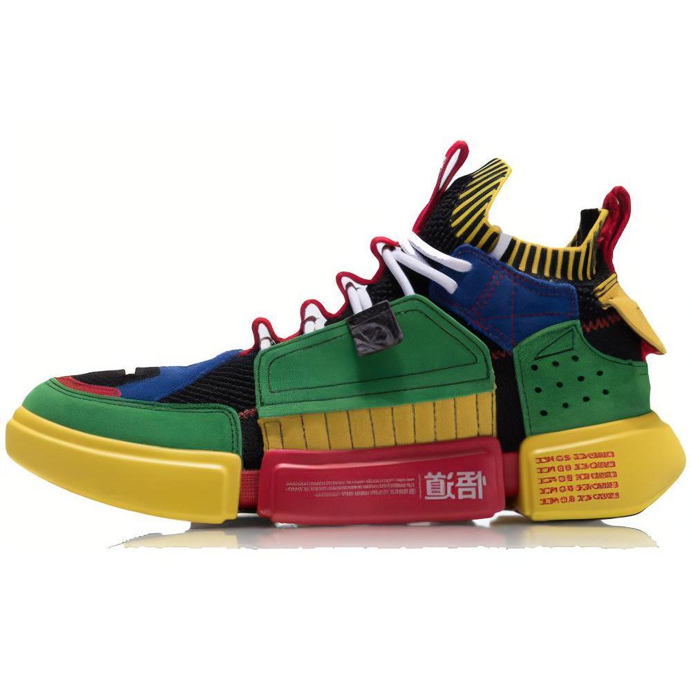Li Ning Essence ACE Slip Resistant Abrasion Resistant Mid top Vintage Basketball Shoes Mens Different Colored AGWN069 42 чёрный/жёлто-зелёный