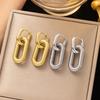 Retro Double Loop Design Drop Earring Gold Copper Color Geometric Round Earrings for Women Girls Punk Hip Hop Fashion Zircon G