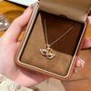 Koreanischer Stil Lila Zirkonia Doppel Schwan Titan Halskette - Elegante, Leichte Luxus Schlüsselbein Kette Schmuck für Frauen