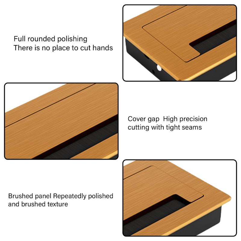 Rechteckige Gebürstete Metallkabeldurchführung für Schreibtischkabelorganisator Schreibtischkabeldurchführungen für Wohn- und Bürotische