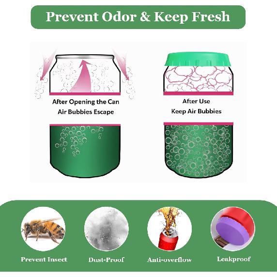 6PCS Beer Can Toppers for Soda, 2.5 Inch Silicone Soda Lids for Cans, Reble Soda Can Lid Topper, Spill Proof Drink Covers Lids, Colorful Cans Saver