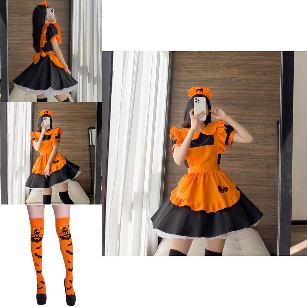 Sexy Lolita Pumpkin Maid Costume Dress For Halloween Party