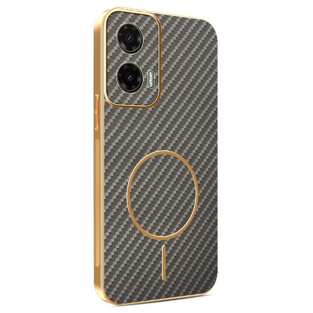 

Чохол для телефону Motorola Moto G35 5G, текстурований під вуглецеве волокно, гальванізована ТПУ задня кришка