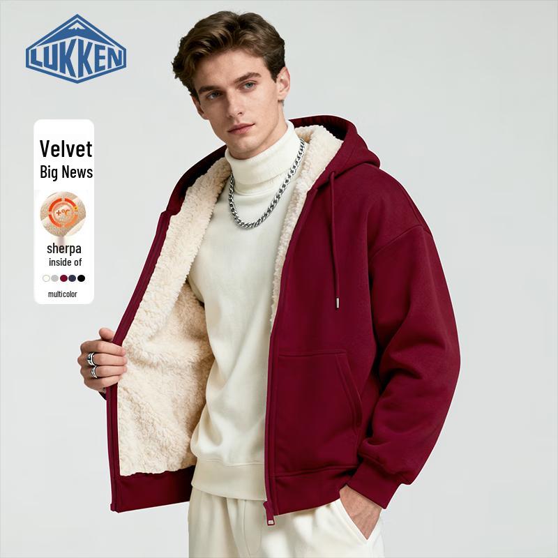

LUKKEN Men s Fleece Lined Lambswool Hooded Zip-Up Sweatshirt 3XL