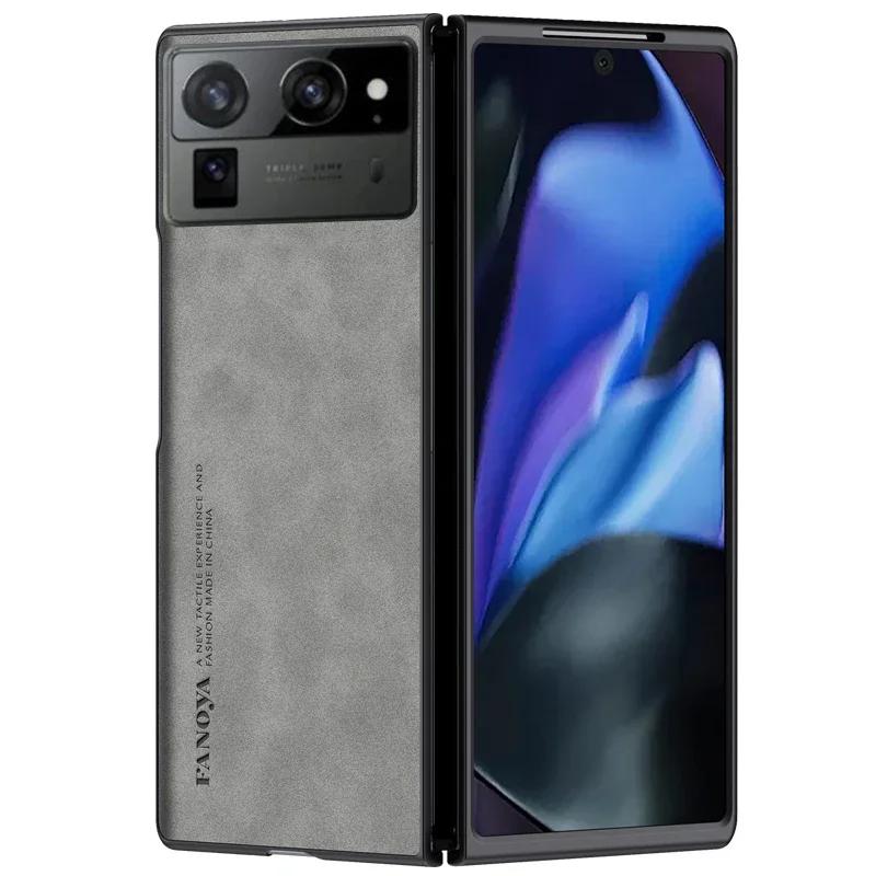 For Tecno Phantom VFold 2 Luxury Sheepskin Leather Phone Case for Phantom V Fold2 Shockproof Bumper Matte Silicone Protect Soft Edge Cover