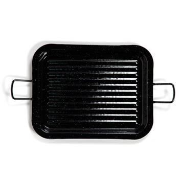 Rektangulær emaljert stekepanne - Støpejern - 27 X 21 cm - for gassbluss eller grillkull