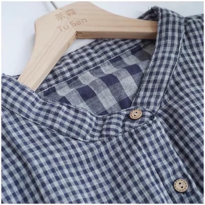 

2025 Spring Urban Style Long Sleeve A-line Dress with Stand Collar and Pockets XXL