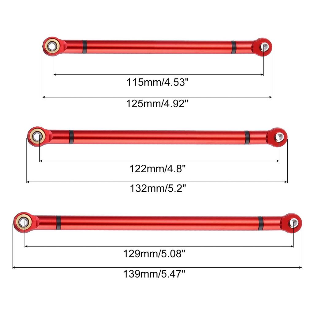 uxcell 8pcs Wheelbase Link Rods, Aluminum Alloy, 313mm Wheelbase Upper and Lower Link Rods, Chassis Linkage for SCX10 110 RC Car Crawler Upgrade