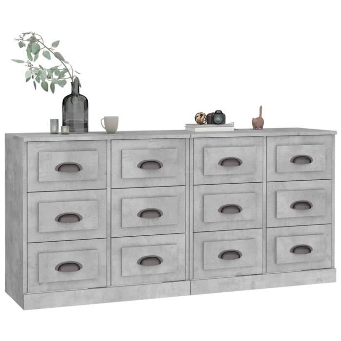 VidaXL Buffets 2 Pcs Concrete Grey Engineered Wood 3185283