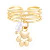 Luxury Design Baroque Pearl Eye Snake Pendant Rings for Women Retro Charm Gold Color Zircon Starfish Shell Finger Jewelry Gift