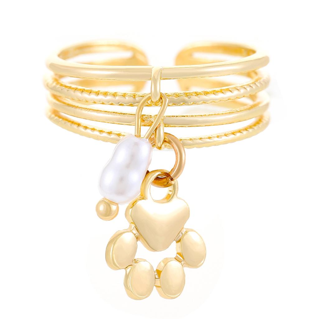 Luxury Design Baroque Pearl Eye Snake Pendant Rings for Women Retro Charm Gold Color Zircon Starfish Shell Finger Jewelry Gift