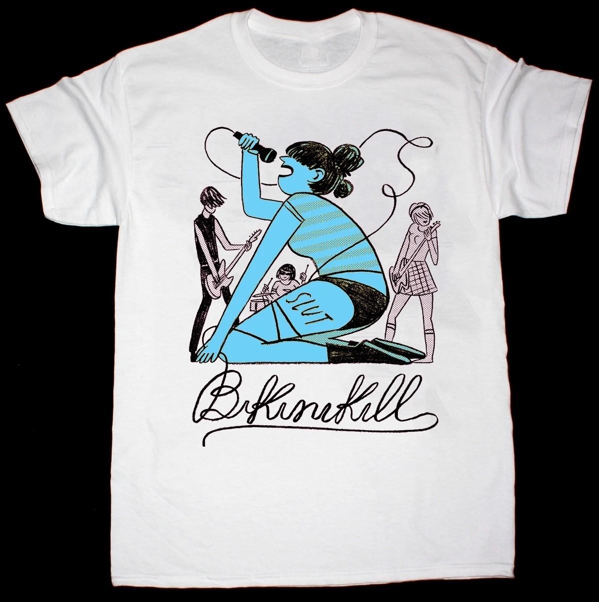

New Rare Bikini Kill Band Heartbreak White Short Sleeve S to 5XL Shirt SG559 5XL різнокольоровий