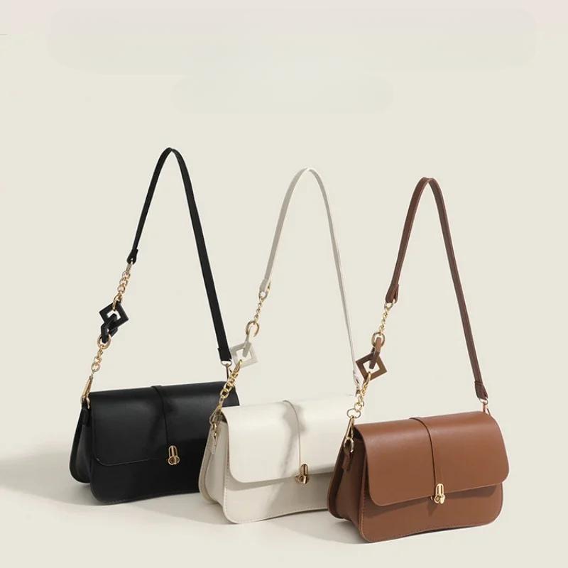 Shoulder bag with flap for women monochromatic casual shoulder crossbody bag
