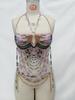 Handmade Music Festival Outfit Body Chain Layered Jewelry Top Women Sexy Purple Crystal Beaded Crop Top Chain and Waist Chain