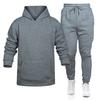 Men's Winter Solid Color Long-Sleeved Hooded Drawstring Sweatshirt And Sweatpants Suit