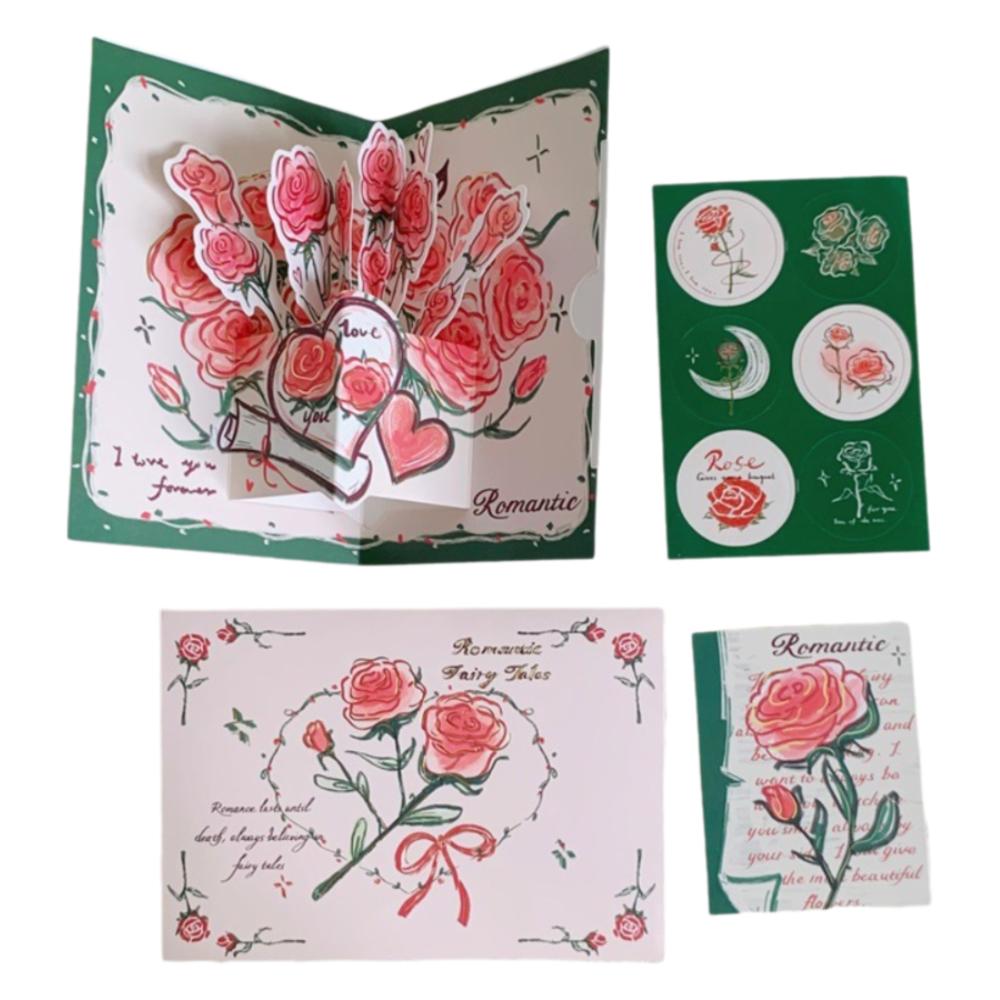 

Surprised 3D Greeting Card Rose with Envelope Thank You Cards Pop Up Love Valentine s Day Card Wife Girlfriend Gift