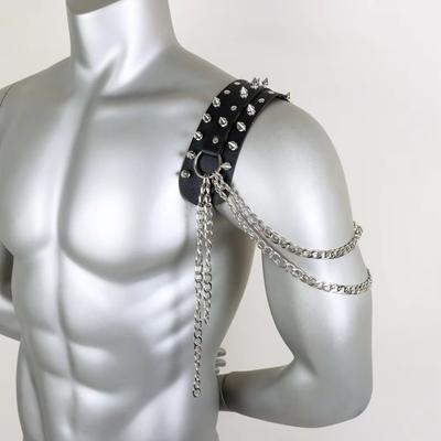 Vintage Leather Shoulder Armor Punk Style Leather Leather Shoulder Pad Chain Tassel Rivet Epaulet Accessories Unisex