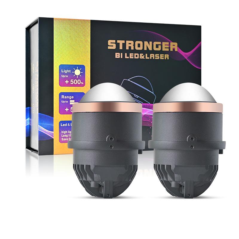 Car LED Fog Light, Bifocal Lens 3 Inches, Three-color LED Light 30-85W Double Direct Laser Fog Light Waterproof