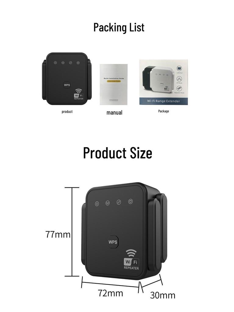 WiFi Repeater Signal Booster 300M, Powerful Dual-Mode Wireless Network Amplifier with Anti-Interference for Home