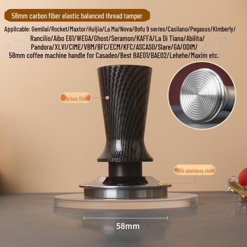 Balanserat elastiskt handtag Kaffe-tamper i rostfritt stål (51/53/58mm)