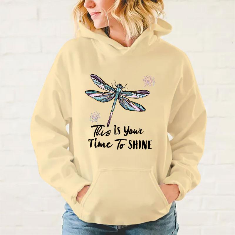 y2k hoodies Women/Mens Hoodies Dragonfly This Is You Time To Shine Print Hoodies Sweatshirt Winter Casual Streetwear Clothes
