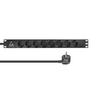 Lanview 19" Power Strip 1U, 10A, 8 French Sockets, C14 Plug, LVR-2MSCH-SW-C13-8