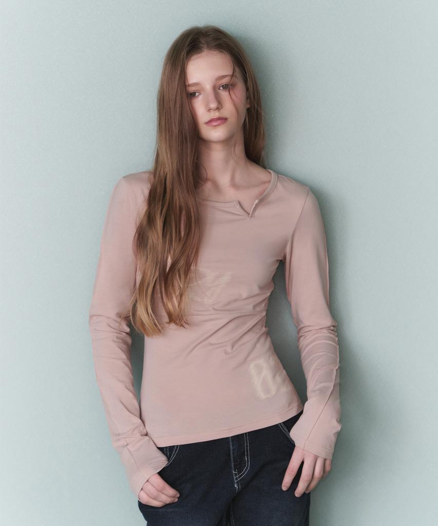 Ledeoli Lettering Slit Long Sleeve [4 Colors]